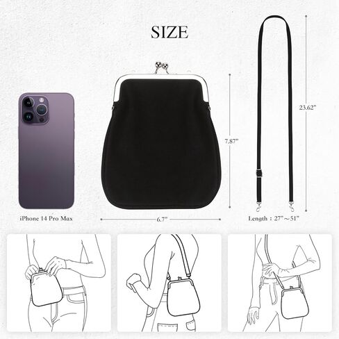 فيامور شنطة كروس صغيرة من القماش للنساء المراهقات من الخيوط، محفظة للهاتف الخلوي، شنطة كتف كروس للسفر للنساء، اسود, أسود in Kuwait