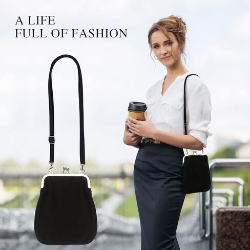 فيامور شنطة كروس صغيرة من القماش للنساء المراهقات من الخيوط، محفظة للهاتف الخلوي، شنطة كتف كروس للسفر للنساء، اسود, أسود in Kuwait