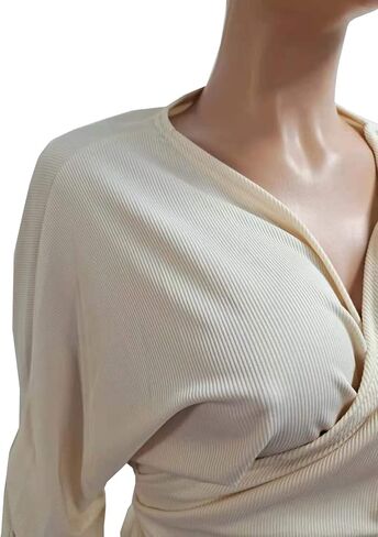 Remelon إمرأة خريف ضلع متماسكة 2 قطعة ملابس الخامس الرقبة التفاف عقدة المحاصيل الأعلى Bodycon بنطال ذو قصة أرجل واسعة ركض مجموعة Sweatsuits in Kuwait