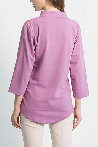 Tie G U Style Women's 3/4 Sleeve V Neck Stretch Loose Tunic Tops Casual Cotton Blouse Henley Collared Breathable Work Shirt in Kuwait