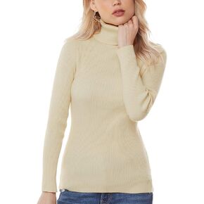 nine bull Womens Solid Basic Stretch Turtleneck Pullover Knit Sweater