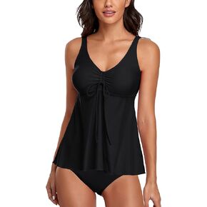 Omichic Tankini Bathing Suits for Women Two Piece Modest Blouson Tankini Top with Bikini Bottom in Kuwait