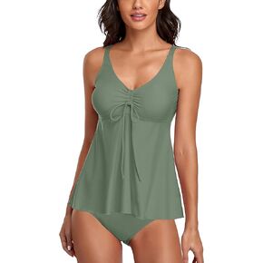 Omichic Tankini Bathing Suits for Women Two Piece Modest Blouson Tankini Top with Bikini Bottom in Saudi Arabia