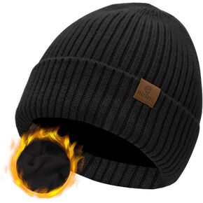 ZTL Merino Wool Beanie Hats for Men Women, Thick Warm Fleece Lined Knit Winter Hat Cuffed Beanie Stocking Hats Ski Skull Cap