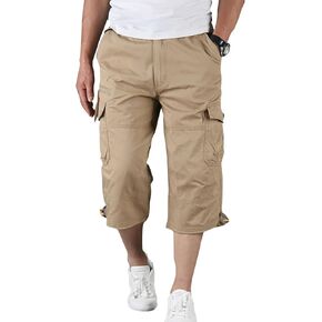 شورت كابري كارجو للرجال، شورت عسكري تكتيكي للمشي لمسافات طويلة، مقاس مريح تحت الركبة، 3/4 شورت كارجو مع جيوب متعددة in Kuwait