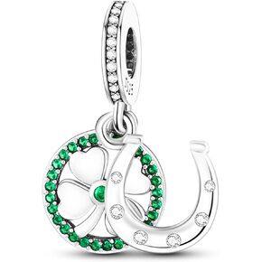 925 Sterling Silver Charms Beads for Bracelets Necklaces, 4 Four Clover Leaf Sunflower Ladybird Honeycomb Infinite Heart Pendant, Green Flower Lucky Jewelry Birthday Gifts for Women Men in Kuwait