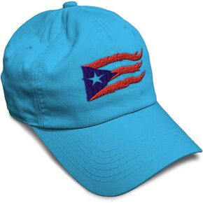 Custom Soft Baseball Cap Puerto Rico Flame Flag Black Embroidery Flags Twill Cotton Dad Hats for Men & Women