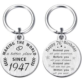 ABNTY 76th Birthday Gifts for Women Men, 76 Year Old Birthday Keychain, Born in 1947 Gifts, 1947 Birthday Decorations in Saudi Arabia