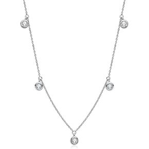 DYUNQ Moissanite Necklace for Women Sterling Silver, Station Tennis Choker Layering Bezel Set Chain, 2.5MM to 4MM Lab Created Diamond Dainty Simple Adjustable 16 Inch to 18 Inch
