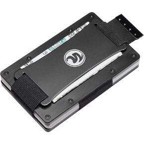 Minimalist Wallet for Men | RFID Blocking Aluminum Metal Wallet with Cash Strap | Front Pocket EDC Wallet | Carbon Fiber Card Holder Money Case | Slim Tactical Pull Wallet in Kuwait