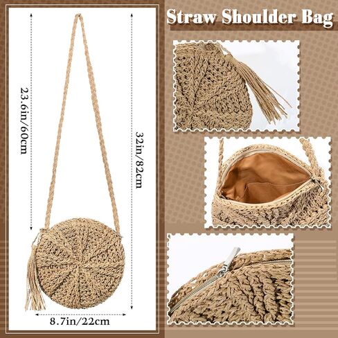 Hicarer 7 Pieces Straw Purses for Women Beach Purse Earrings Jewelry Set Straw Purse Beach Hats with 4 Tropical Earrings Bracelet for Summer Beach Vacation Travel Boho Accessories in Saudi Arabia