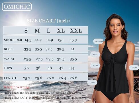 Omichic Tankini Bathing Suits for Women Two Piece Modest Blouson Tankini Top with Bikini Bottom in Kuwait