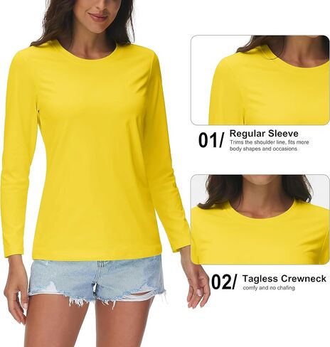 MAGCOMSEN Women's Long Sleeve Shirts UPF50+ Sun Protection Quick Dry Shirts for Hiking Atheltic Workout Rash Guard Tops in Saudi Arabia