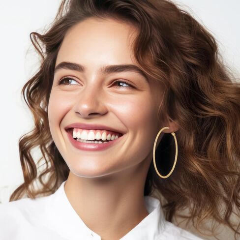 14K Gold Hoop Earrings for Women Stunning Oversized Gold Hoop Chunky Earrings for Women Elegant Thin Gold Hoops 60mm in Kuwait