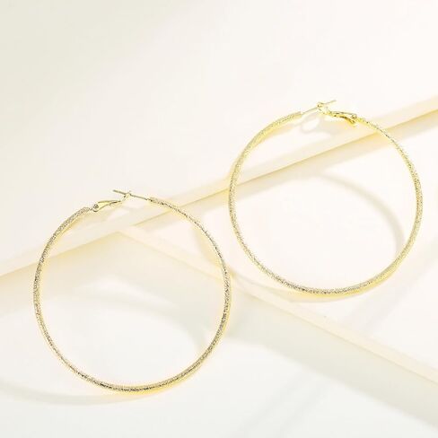 14K Gold Hoop Earrings for Women Stunning Oversized Gold Hoop Chunky Earrings for Women Elegant Thin Gold Hoops 60mm in Kuwait