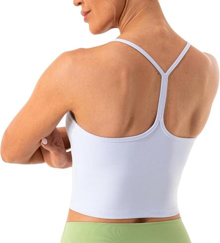 Ukaste Women's Studio Essential Y-Back Workout Bra Top - Longline Padded Camisole Crop Tank Tops with Built-in Bra in Kuwait