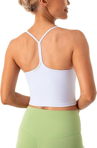 Ukaste Women's Studio Essential Y-Back Workout Bra Top - Longline Padded Camisole Crop Tank Tops with Built-in Bra in Kuwait