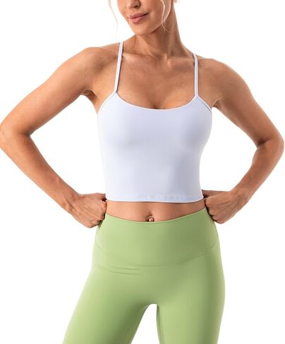 Ukaste Women's Studio Essential Y-Back Workout Bra Top - Longline Padded Camisole Crop Tank Tops with Built-in Bra in Kuwait