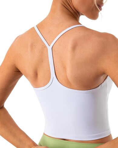 Ukaste Women's Studio Essential Y-Back Workout Bra Top - Longline Padded Camisole Crop Tank Tops with Built-in Bra in Kuwait