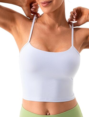 Ukaste Women's Studio Essential Y-Back Workout Bra Top - Longline Padded Camisole Crop Tank Tops with Built-in Bra in Kuwait
