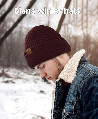 ZTL Merino Wool Beanie Hats for Men Women, Thick Warm Fleece Lined Knit Winter Hat Cuffed Beanie Stocking Hats Ski Skull Cap in Saudi Arabia