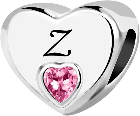 KunBead الأولي A-Z حرف الحب الوردي القلب الأبجدية الخرز سحر متوافق مع أساور باندورا سحر للنساء in Kuwait