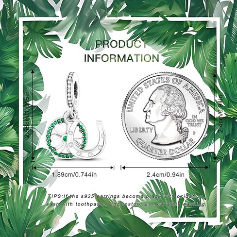 925 Sterling Silver Charms Beads for Bracelets Necklaces, 4 Four Clover Leaf Sunflower Ladybird Honeycomb Infinite Heart Pendant, Green Flower Lucky Jewelry Birthday Gifts for Women Men in Kuwait