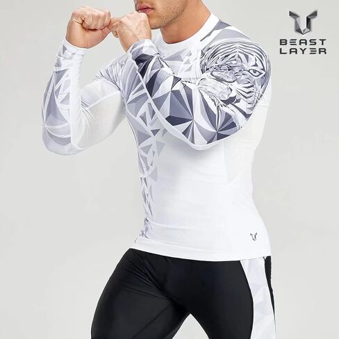 واقي ADOREISM للرجال سريع الجفاف بعامل حماية من أشعة الشمس 50+ للحماية من الشمس وأكمام طويلة مضغوطة BJJ Rash Guard in Kuwait