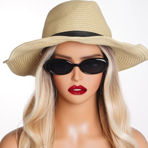 اوبموينج 6 قطع من النظارات الشمسية الكلاسيكية البيضاوية للنساء، نظارات شمسية كلاسيكية عصرية ضيقة، نظارات شمسية مستقطبة للحماية من الأشعة فوق البنفسجية 400, زهري in Saudi Arabia