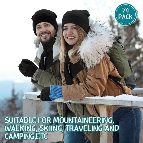 72 Pcs Winter Beanies Gloves Scarves Bulk Unisex Knitted Winter Hats and Gloves Fleece Neck Scarves Set for Men Women in Saudi Arabia