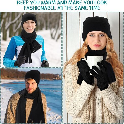 72 Pcs Winter Beanies Gloves Scarves Bulk Unisex Knitted Winter Hats and Gloves Fleece Neck Scarves Set for Men Women in Saudi Arabia