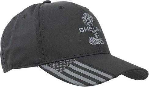 قبعة Shelby Tonal Flag Brim - منتج Shelby® مرخص رسميًا - قابل للتعديل، مقاس واحد يناسب الجميع - مزين بالعلم الأمريكي باللون الأسود in Saudi Arabia