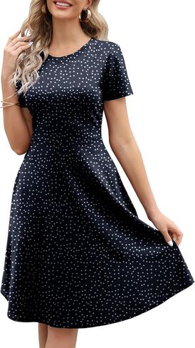 فستان نسائي أنيق عتيق من القطن كاجوال بطبعة زهور وحفلات العمل على شكل حرف A مع جيوب 162 in Kuwait