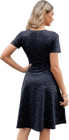 فستان نسائي أنيق عتيق من القطن كاجوال بطبعة زهور وحفلات العمل على شكل حرف A مع جيوب 162 in Kuwait