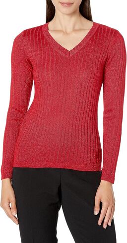 Tommy Hilfiger Women's Lightweight Vneck Metallic Sweater in Saudi Arabia