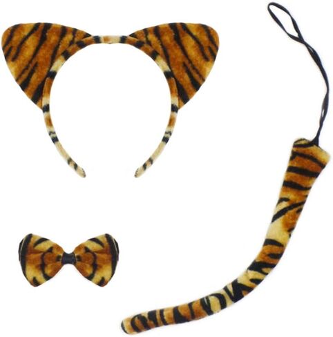 CBLUO Halloween Cat Ears Headband Kitty Bow Tie Tail Women Cat Hair Hoops Kitten Hair Bands Headpiece Hairband Christmas Birthday Party Decoration Cosplay Costume Handmade Hair Accessories Tiger in Kuwait