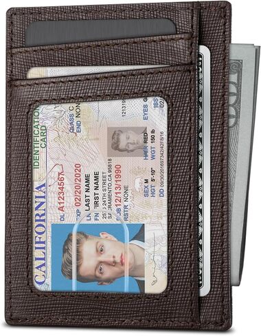 محفظة جيب أمامي رفيعة للرجال من SERMAN BRANDS. حامل بطاقة حجب RFID. محافظ جلدية كاملة الحبوب للرجال. (محكم اسبرسو مافريك) in Kuwait