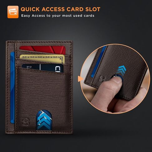 محفظة جيب أمامي رفيعة للرجال من SERMAN BRANDS. حامل بطاقة حجب RFID. محافظ جلدية كاملة الحبوب للرجال. (محكم اسبرسو مافريك) in Kuwait