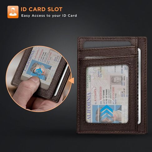 محفظة جيب أمامي رفيعة للرجال من SERMAN BRANDS. حامل بطاقة حجب RFID. محافظ جلدية كاملة الحبوب للرجال. (محكم اسبرسو مافريك) in Kuwait