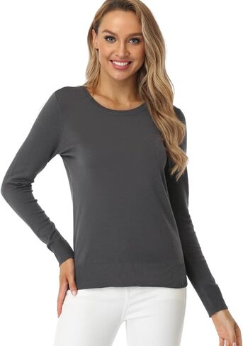 Fuinloth Women's Sweater, Lightweight Crewneck Long Sleeve Pullover in Kuwait