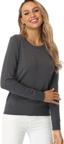 Fuinloth Women's Sweater, Lightweight Crewneck Long Sleeve Pullover in Kuwait