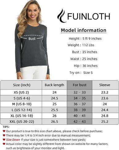 Fuinloth Women's Sweater, Lightweight Crewneck Long Sleeve Pullover in Kuwait