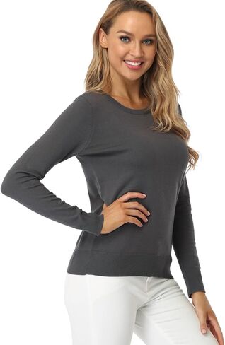 Fuinloth Women's Sweater, Lightweight Crewneck Long Sleeve Pullover in Kuwait