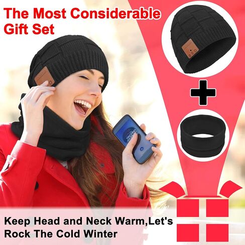 Bluetooth Beanie Hat Christmas Stocking Stuffers Unique Gifts for Men Women Black in Kuwait