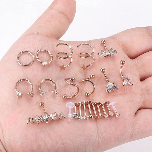 Drperfect 16G Cartilage Earring Stud Hoop for Women Men Stainless Steel Forward Helix Piercing Jewelry Lip Ring Rook Daith Conch Tragus Earring Set in Saudi Arabia