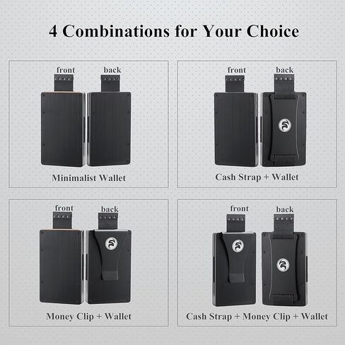 Minimalist Wallet for Men | RFID Blocking Aluminum Metal Wallet with Cash Strap | Front Pocket EDC Wallet | Carbon Fiber Card Holder Money Case | Slim Tactical Pull Wallet in Kuwait