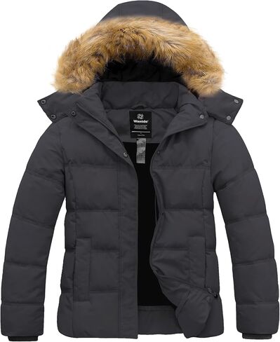 Wantdo Women's Plus Size Winter Coat Quilted Thicken Puffer Jacket with Removable Hood in Saudi Arabia