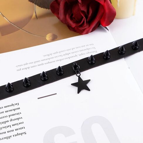 MILAKOO Punk Black Choker Gothic Spiked Rivets for Women Men with Charm Pendant Leather Necklace in Kuwait