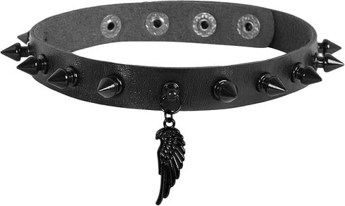 MILAKOO Punk Black Choker Gothic Spiked Rivets for Women Men with Charm Pendant Leather Necklace in Kuwait