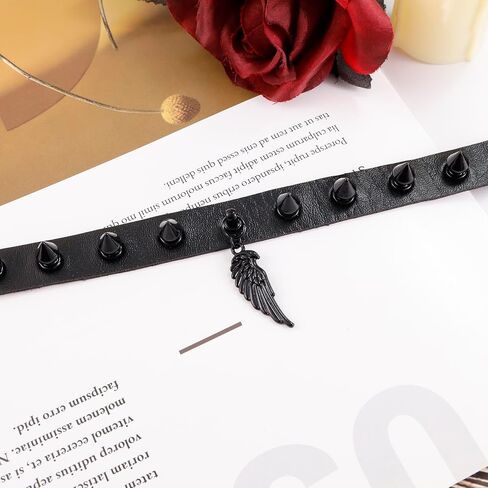 MILAKOO Punk Black Choker Gothic Spiked Rivets for Women Men with Charm Pendant Leather Necklace in Kuwait